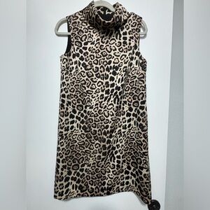 Alex Marie Mary Textured Satin Sleeveless Mock Neck Shift Dress